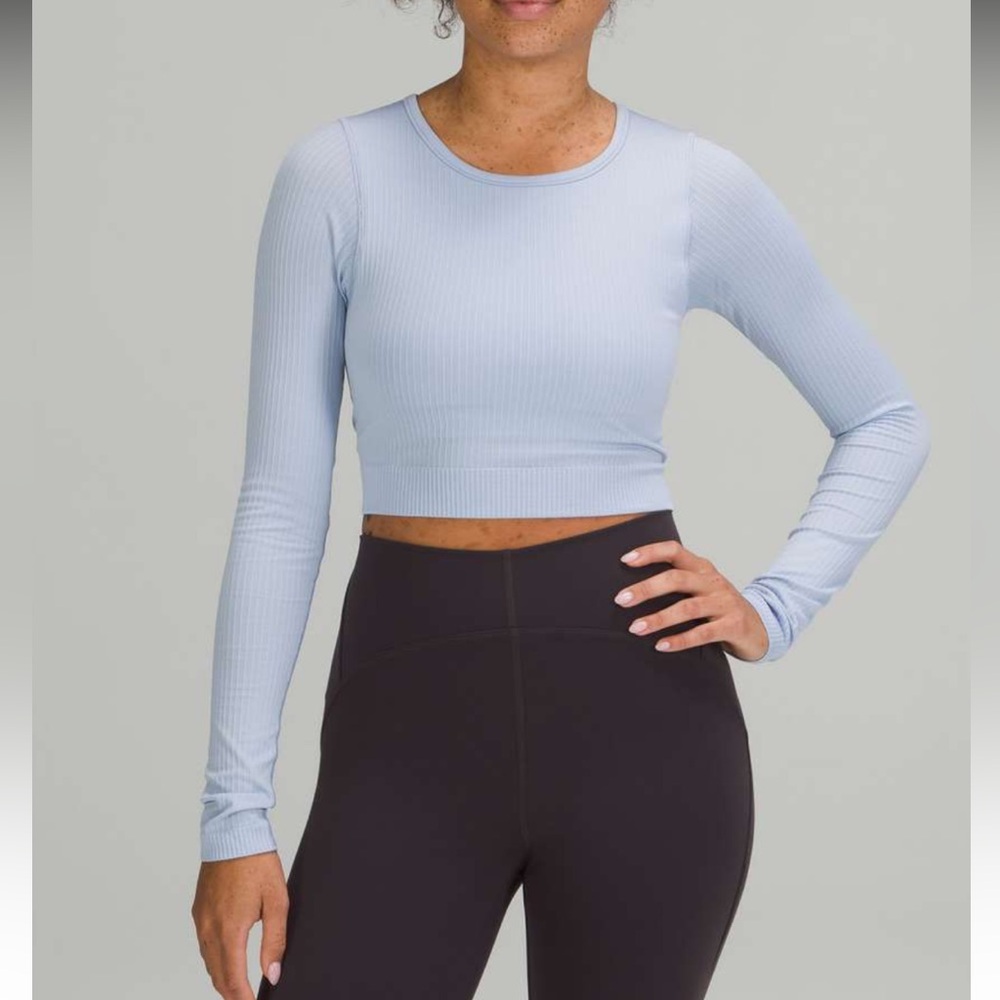 Lululemon Ebb to Street Long Sleeve Shirt Blue Sz 10